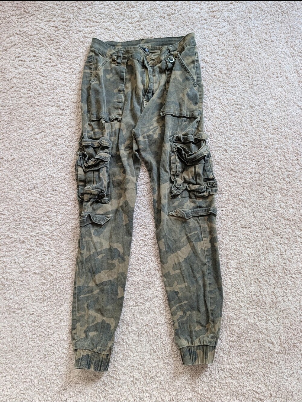 Windsor Womens Army Green Camouflage Tapered Utility Cargo Jogger Pants Large